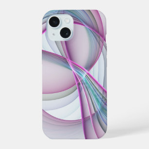 Coque iPhone 15 En mouvement, art fractal abstrait coloré moderne