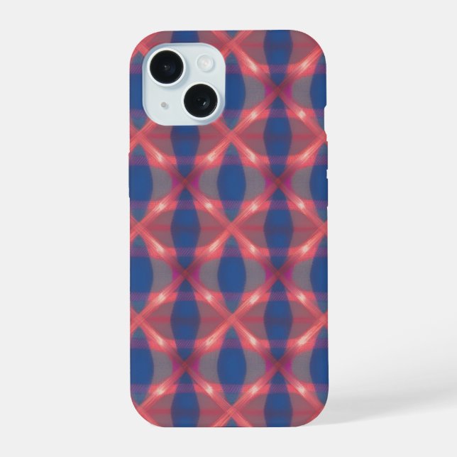 Coque iPhone 15 Enchanting Blue Plaid Phone Case (Verso)