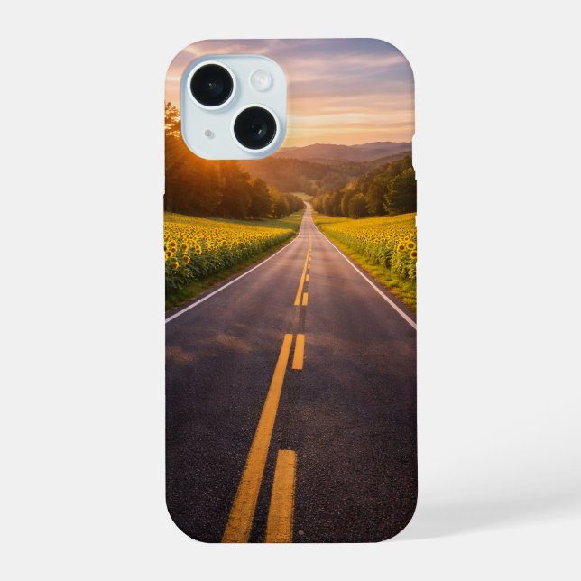 Coque iPhone 15 Endless Road Through Desert Landscape Phone Case (Verso)