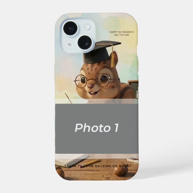 Coque iPhone 15 Enseignant Écureuil Mignon Retraite iPhone 15 Anné (Verso)