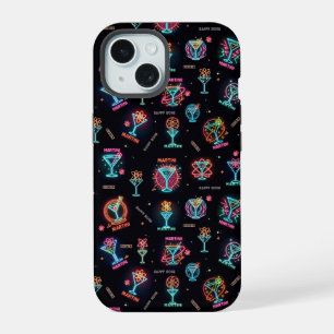 Coque iPhone 15 Enseigne au néon Espace Âge Martini Atomique Cockt
