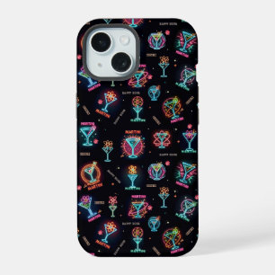 Coque iPhone 15 Enseigne au néon Espace Âge Martini Atomique Cockt