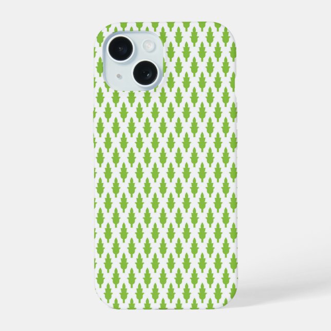 Coque iPhone 15 Ensemble de dossiers verts botaniques (Verso)