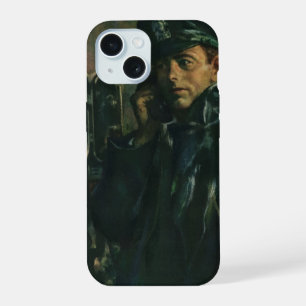 Coque iPhone 15 Entreprise Vintage, Policier au Téléphone d'Urgenc