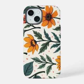 Coque iPhone 15 Envelopper avec des fleurs