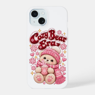 Coque iPhone 15 Ère de l'ours douillet Noël rose mignon