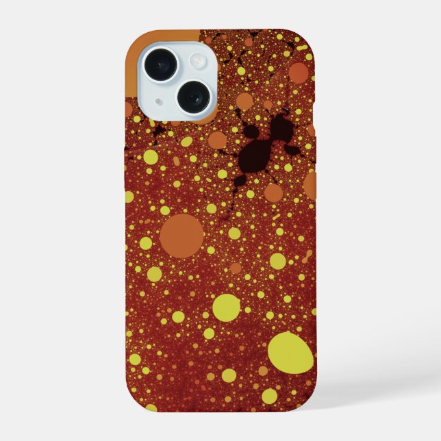 Coque iPhone 15 Espace Fractal - Abstrait Orange Foncé (Verso)