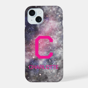 Coque iPhone 15 Espace Nom du monogramme