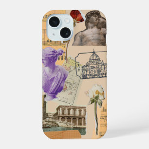 Coque iPhone 15 Espace Téléphonique Collage Europe vintage