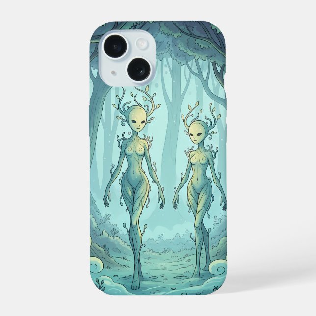 Coque iPhone 15 Esprits de la forêt mystique (Verso)