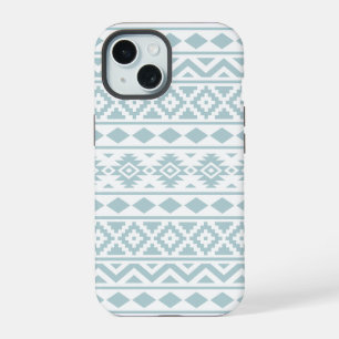 Coque iPhone 15 Essence Aztèque Ptn III Œuf de canard bleu sur bla