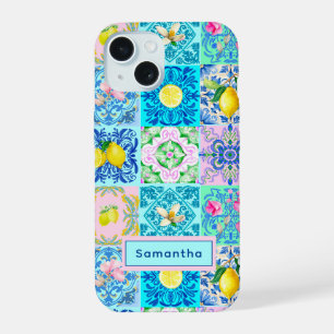 Coque iPhone 15 Été Sicilien Turquoise Azulejo Amalfi