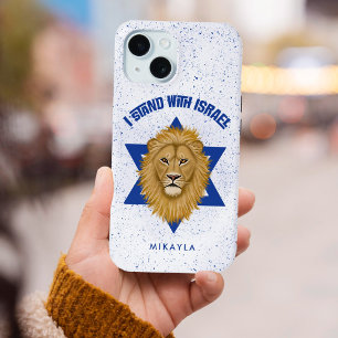 Coque iPhone 15 Étoile de David Debout avec Israël . Lion de Juda