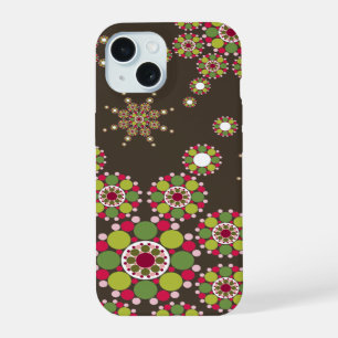 Coque iPhone 15 Étoile de Noël Élégante Rétro à Points Motif de Fê
