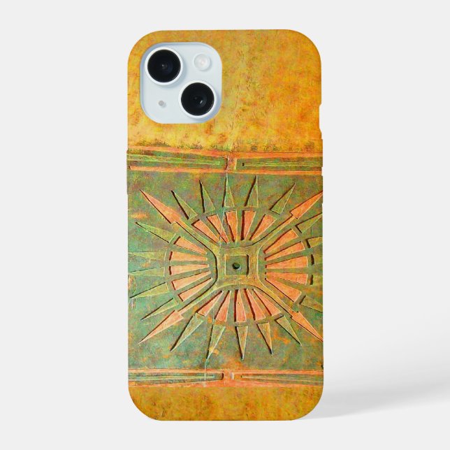 Coque iPhone 15 ÉTOILE DU MATIN ,Jaune,Marron,Vert (Verso)