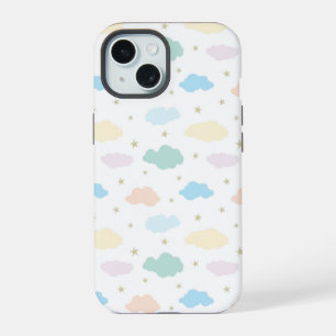 Coque iPhone 15 Étoiles et nuages pastel