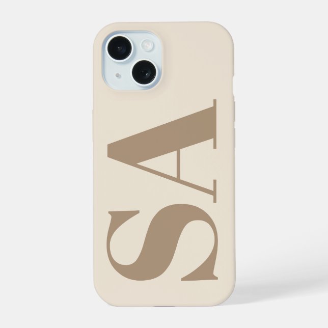 Coque iPhone 15 Étui Case-Mate à la mode blanc antique avec monogr (Verso)