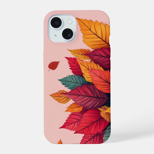 Coque iPhone 15 Étui de conception de feuilles d'automne (Verso)