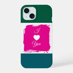 Coque iPhone 15 Étui de téléphone à bloc de couleur « Je t'aime »