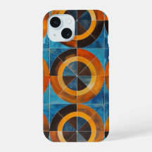 Étui de téléphone à cercles géométriques rétro gra