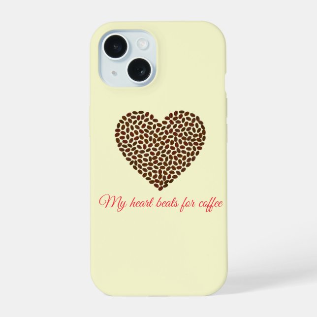 Coque iPhone 15 Étui de téléphone à coeur de café mignon (Verso)