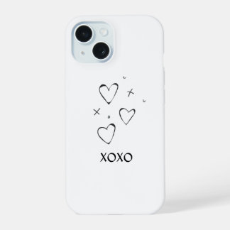 Coque iPhone 15 Étui de téléphone à coeur XOXO