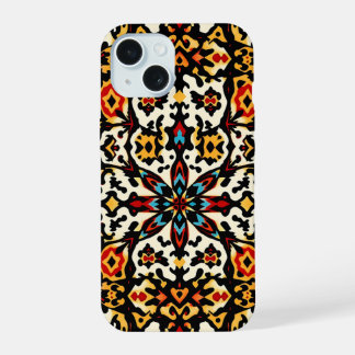 Coque iPhone 15 Étui de téléphone à médaillon boho vibrant
