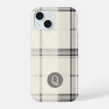 Étui de téléphone à monogramme classique à carreau
