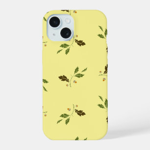 Coque iPhone 15 Étui de téléphone à motif de glands et de feuilles