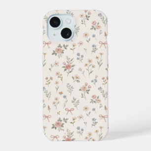 Coque iPhone 15 Étui de téléphone à motif de nœud rose fleur sauva