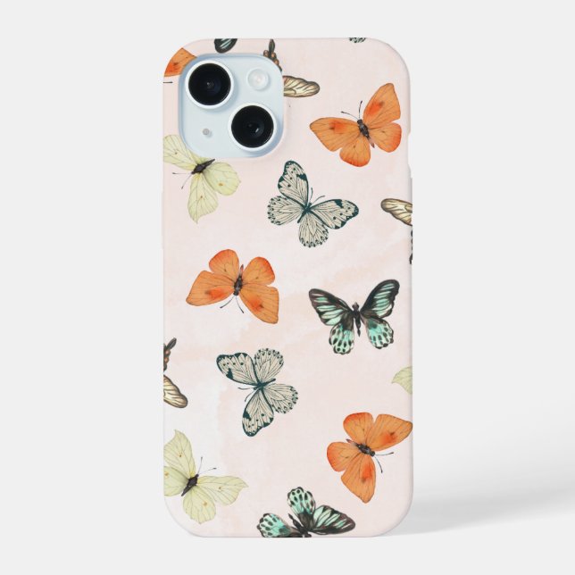 Coque iPhone 15 Étui de téléphone à motif papillon (Verso)
