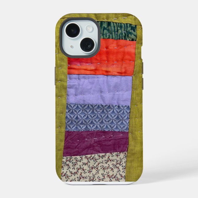 Coque iPhone 15 Étui de téléphone à motif patchwork moderne décalé (Verso)