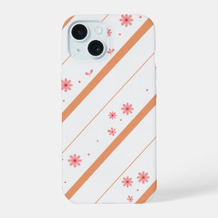Coque iPhone 15 Étui de téléphone à rayures diagonales florales ro