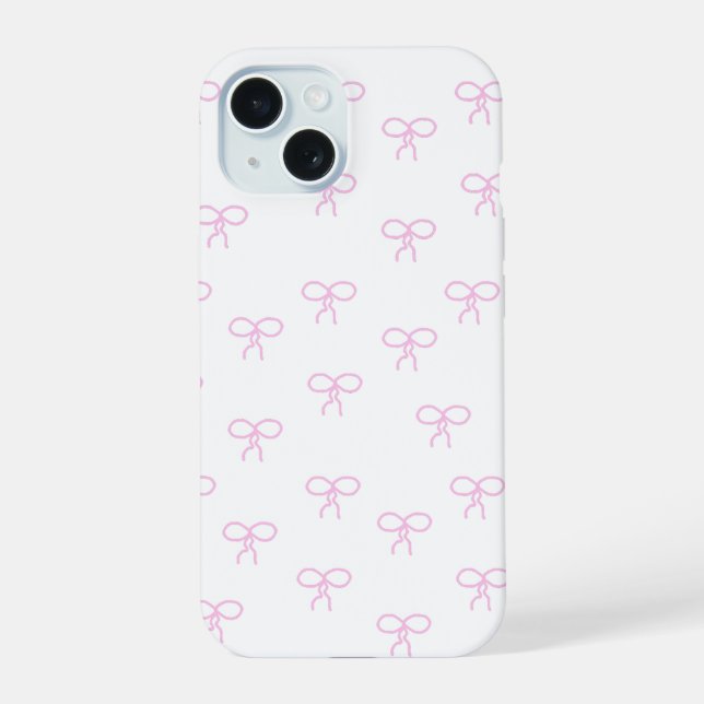 Coque iPhone 15 Étui de téléphone à rubans roses (Verso)