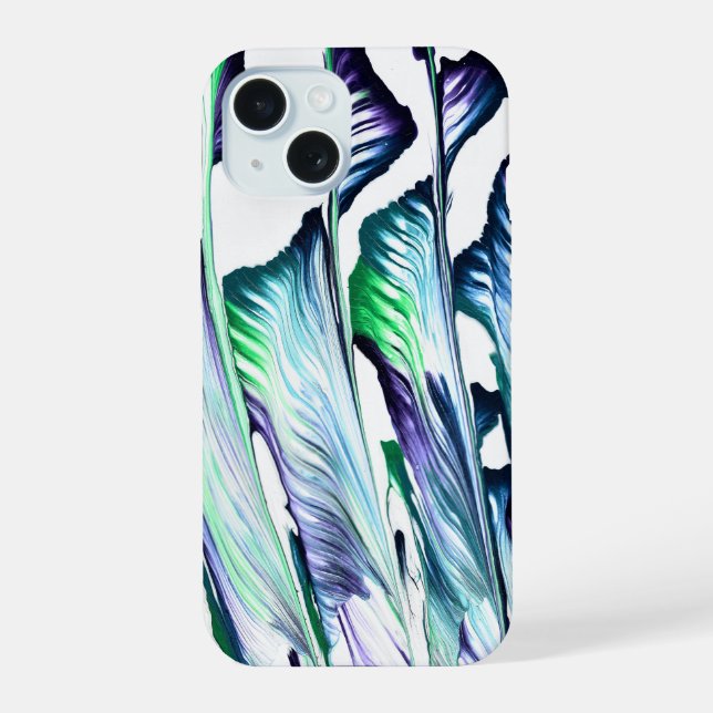 Coque iPhone 15 Étui de téléphone abstrait violet vert Pain Remove (Verso)