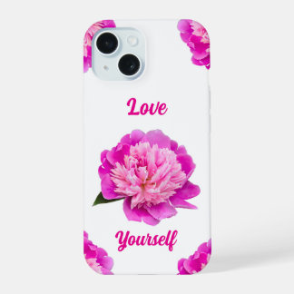 Coque iPhone 15 Étui de téléphone Amour de soi Paeonia rose