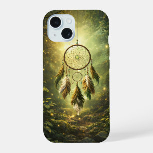 Coque iPhone 15 Étui de téléphone attrape-rêves de la forêt mystiq