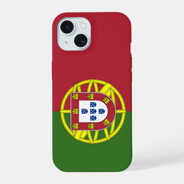 Coque iPhone 15 Étui de téléphone avec drapeau du Portugal (Verso)