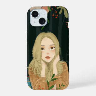 Coque iPhone 15 Étui de téléphone avec illustration de fille magni