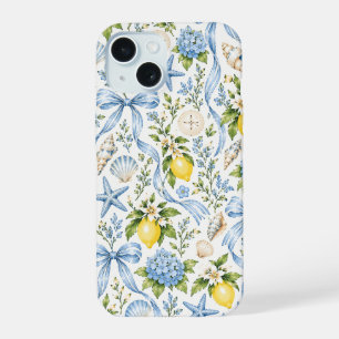 Coque iPhone 15 Étui de téléphone Blue Coastal Coquette Lemon & Se
