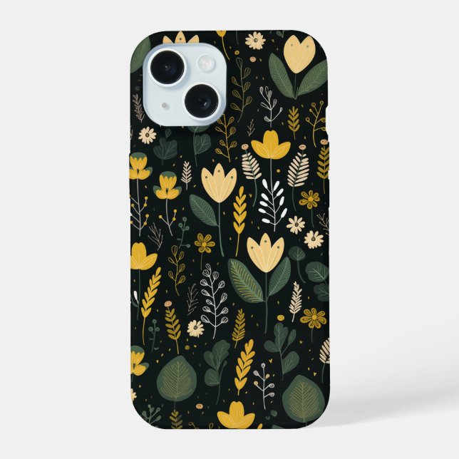Coque iPhone 15 Étui de téléphone botanique classique (Verso)