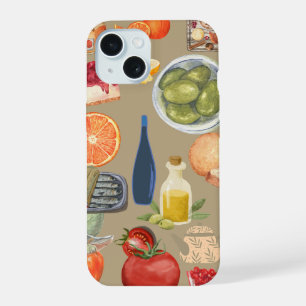 Coque iPhone 15 Étui de téléphone Collage de Nourriture Gourmet
