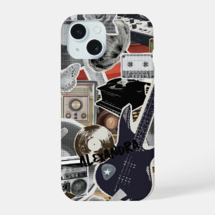 Coque iPhone 15 Étui de téléphone Collage Musical, Couverture d'Ar