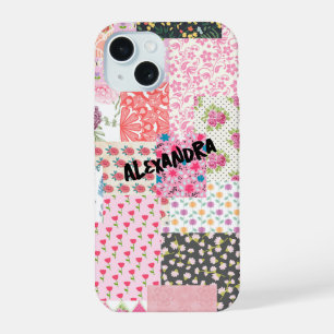 Coque iPhone 15 Étui de téléphone Collage Patchwork, Coloré et Cré