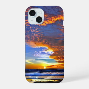 Coque iPhone 15 Étui de téléphone Coucher de soleil océanique