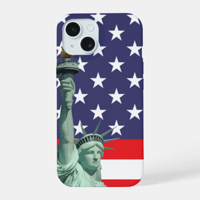 Coque iPhone 15 Étui de téléphone drapeau américain  (Verso)