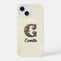 Étui de téléphone élégant à monogramme baroque dor