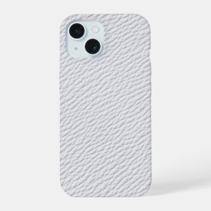 Coque iPhone 15 Étui de téléphone en cuir blanc texturé classique