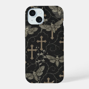 Coque iPhone 15 Étui de téléphone en damas gothique papillon de nu