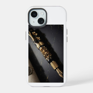 Coque iPhone 15 Étui de téléphone en forme de stylo plume de luxe